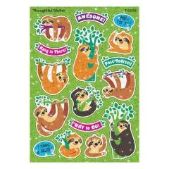Trend Enterprises&reg; Thoughtful Sloths Sparkle STICKERS&reg;, 6 Packs of 32