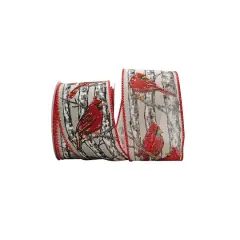 JAM Paper 2.5" x 10yd. Red Cardinal Perch Linen Wired Ribbon