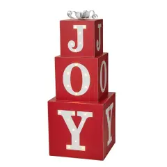 Glitzhome&reg; 32" Lighted Wooden Block JOY Porch Sign