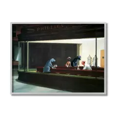 Stupell Industries Night Dogs Classic Painting with Gray Frame Wall Accent