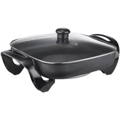 Brentwood 12" Black Nonstick Electric Skillet with Glass Lid