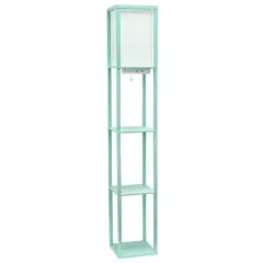 Simple Designs Floor Lamp with 2 USB Charging Ports/1 Outlet Aqua