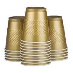 JAM Paper 12oz.Plastic Party Cups, 20ct. Gold