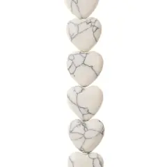 White Howlite Heart Semi-Precious Beads by Bead Landing&trade;, 12mm