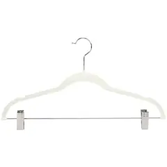 Simplify Slim Velvet Hangers with Clips, 6ct. Ivory