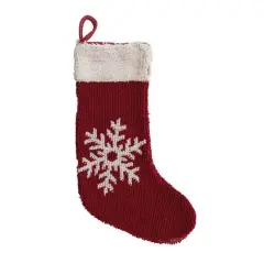 Hello Honey&reg; 20" Red & Cream Snowflake Cotton Knit Stocking