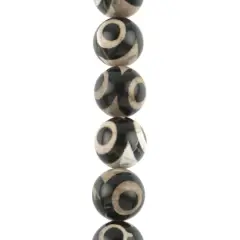 Black & Gray Tibetan Agate Round Beads, 15.5mm by Bead Landing&trade;