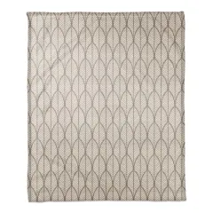 Taupe Geo Leaves Coral Fleece Blanket