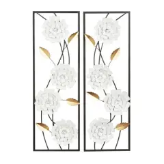 36" White Floral Contemporary Wall D&eacute;cor Set