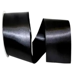 JAM Paper 2.5'' x 50yd. Double Face Satin Ribbon Black