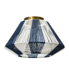 Hello Honey&reg; Navy & White Flush Mount Ceiling Light with Woven Paper Rope Shade