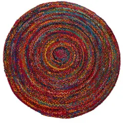 5ft. x 5ft. Hand Braided Boho Colorful Chindi Round Rug