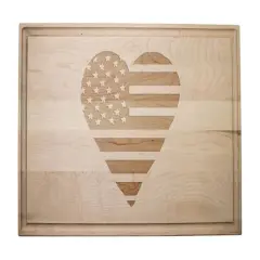 17" Heart Flag Cutting Board Maple
