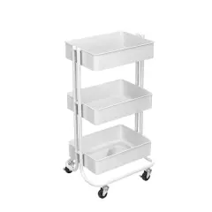Lexington 3-Tier Rolling Cart by Simply Tidy&reg; White