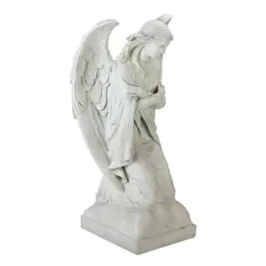 20.25" Ivory Kneeling Angel Outdoor Statue