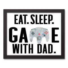 Game with Dad Black Framed Canvas Art