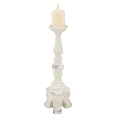 20" White Fiberglass Vintage Candlestick Holder