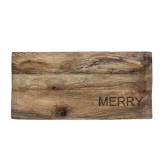 Hello Honey&reg; 12" Merry Engraved Mango Wood Cheese Cutting Board