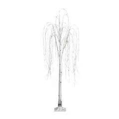 6ft. Pre-Lit White Weeping Willow Artificial Christmas Tree, Warm White LED Lights