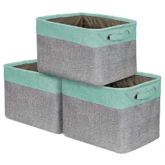 Sorbus 15" Twill Collapsible Storage Basket Set Teal