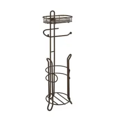 SunnyPoint 26" Bronze Bathroom Toilet Tissue Paper Roll Storage Holder Stand with Reserve & Shelf