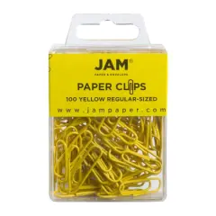 JAM Paper 1" Colorful Standard Paper Clips, 2 Packs of 100 Yellow