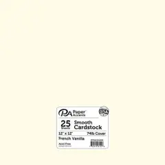 PA Paper&trade; Accents French Vanilla 12" x 12" 74lb. Smooth Cardstock, 25 Sheets