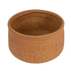 Hello Honey&reg; 6" Terracotta Boho Stoneware Planter with Embossed Pattern