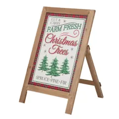 Glitzhome&reg; 24" Wooden Christmas Trees Porch Sign