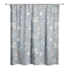 Butterfly Pattern Shower Curtain Blue
