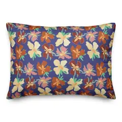 20" Navy Abstract Floral Pattern Spun Poly Pillow