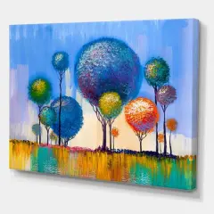 Designart - Colourful Trees Impressionist Landscape I - Modern Canvas Wall Art Print