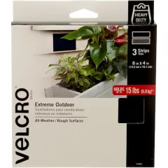VELCRO&reg; Brand 6" Black Extreme Outdoor Strips, 3ct.