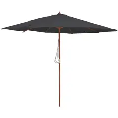 8.5ft. Gray Outdoor Patio Market Umbrella with Wooden Pole