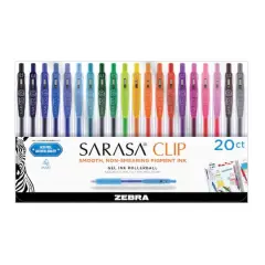 Zebra Sarasa&reg; Clip 20 Color Gel Retractable Pen Set