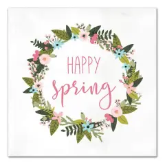 Happy Spring Wreath 16" x 16" Canvas Wall Art