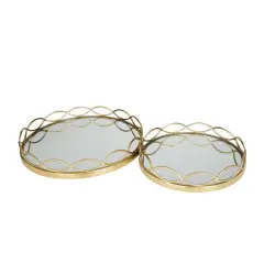 Contemporary Metal Tray Set Gold