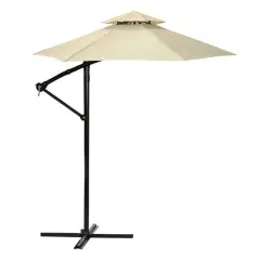 10ft. Beige & Black Patio Umbrella with Crank & Tilt 