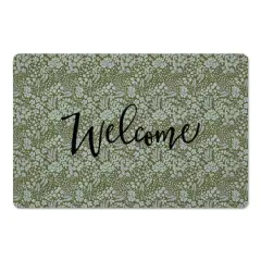 Welcome Dainty Floral Floor Mat Green