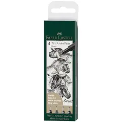 Faber-Castell&reg; PITT&reg; 0.1mm-0.7mm Black 4 Piece Artist Pen Set