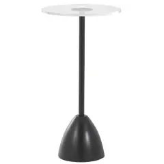 25.5" Black Metal Pedestal Accent Table with Clear Acrylic Tabletop