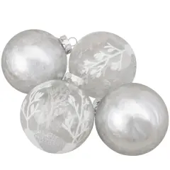 4ct. Silver & Clear 2-Finish Glass Ball Ornaments