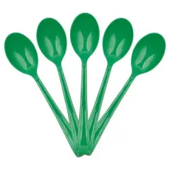 JAM Paper Premium Disposable Plastic Spoons, 48ct. Green