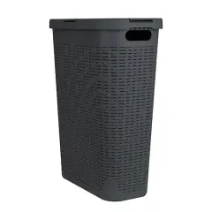 Mind Reader 23.5'' Slim Laundry Hamper with Cutout Handles Gray