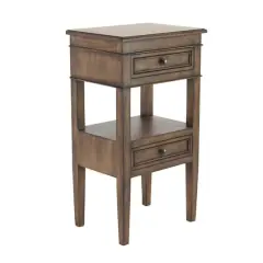 29" Pine Traditional Accent Table Distressed Brown