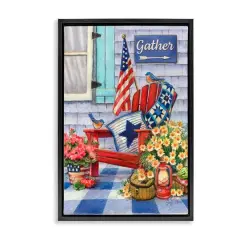 Stupell Industries Patriotic Porch View Floater Framed Art Black