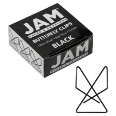 JAM Paper 1.5" Butterfly Clip Paper Clips, 15ct. Black