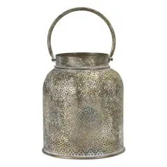 9" Gold & Green Metal Candle Holder Set