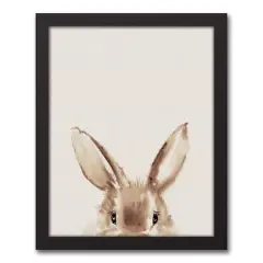 Peeking Bunny 11" x 14" Black Floating Framed Canvas