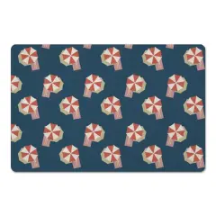 Umbrella Pattern Floor Mat Navy and Red